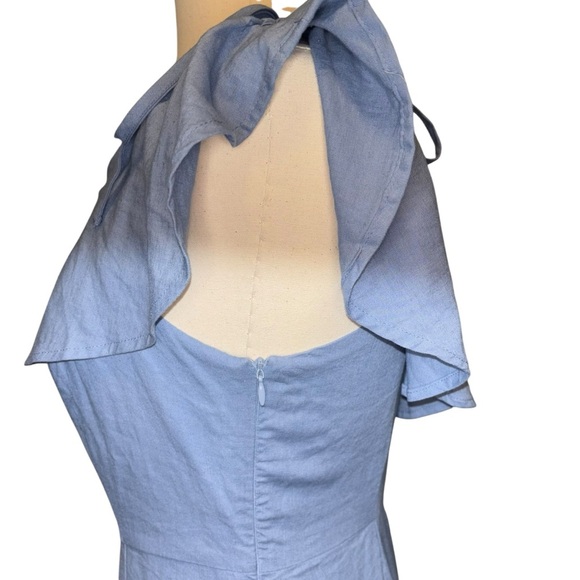 Lulus | One Shoulder Ruffle Midi Dress | Blue | Small - Picture 9 of 11